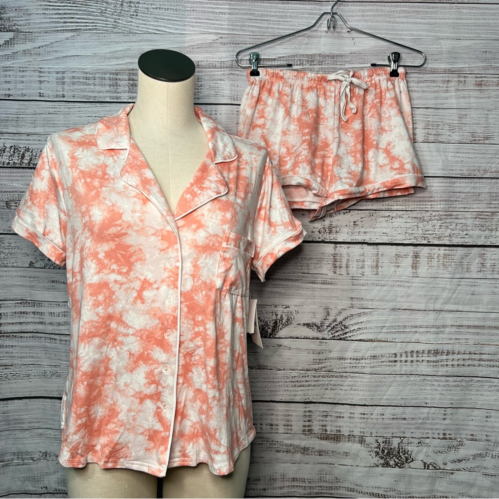 Hurley Tie Dye Pajama Set Medium Soft and Cozy Lounge Set‎ Short Sleeve Shorts